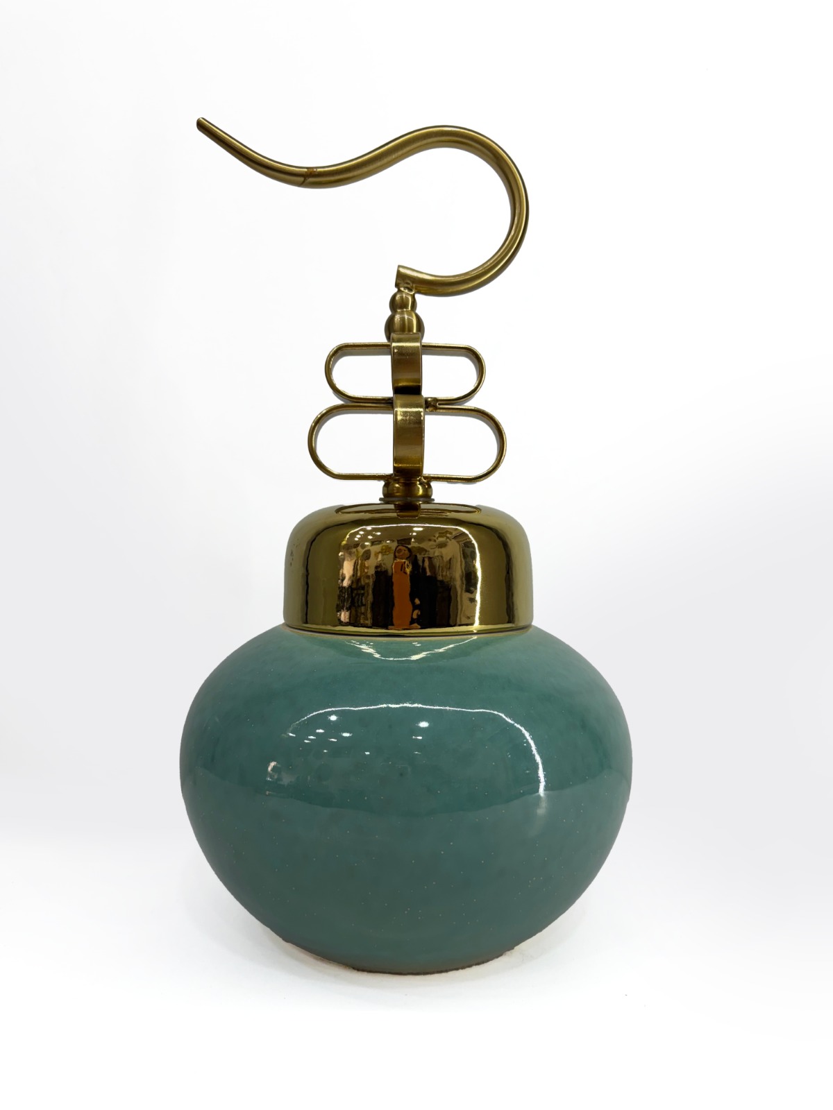 Turquoise and Gold ceramic jar الصورة 4