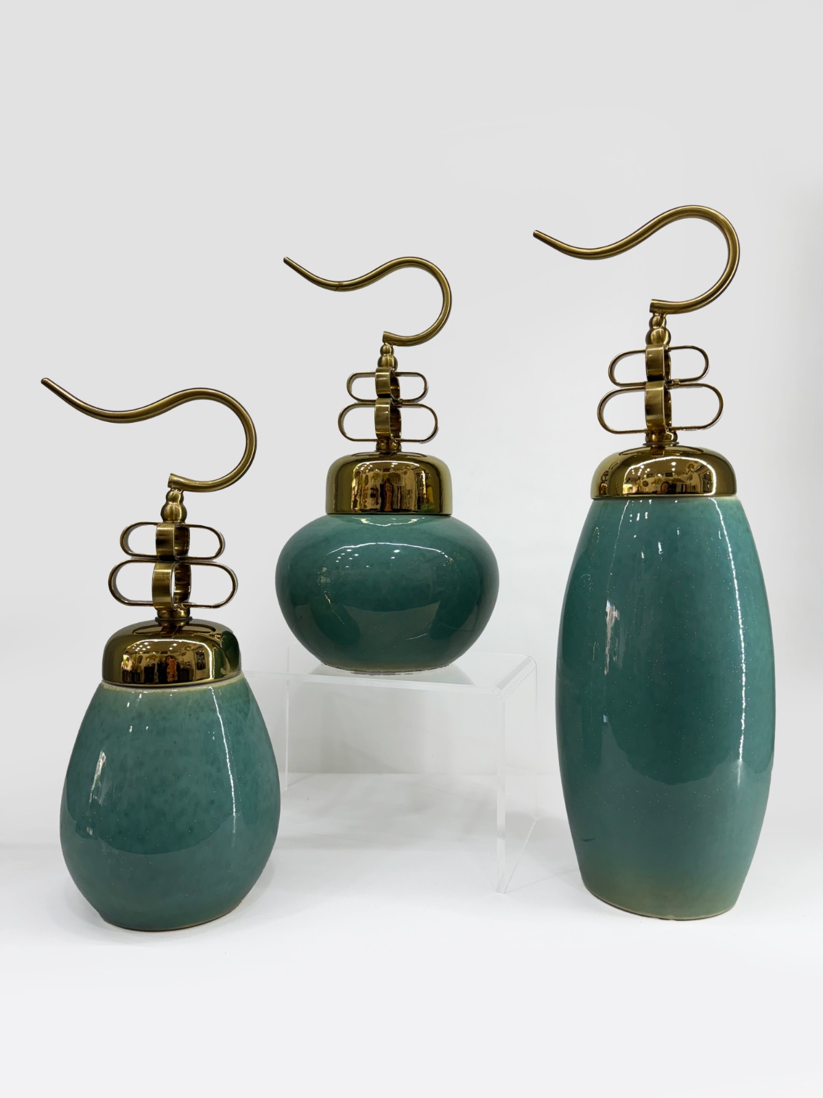 Turquoise and Gold ceramic jar